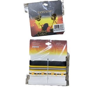 New Disney The Lion King No Worries Rubber Bracelet Earrings Simba Timon Pumbaa